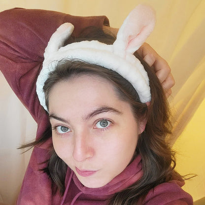 Bunny headband shown on a person