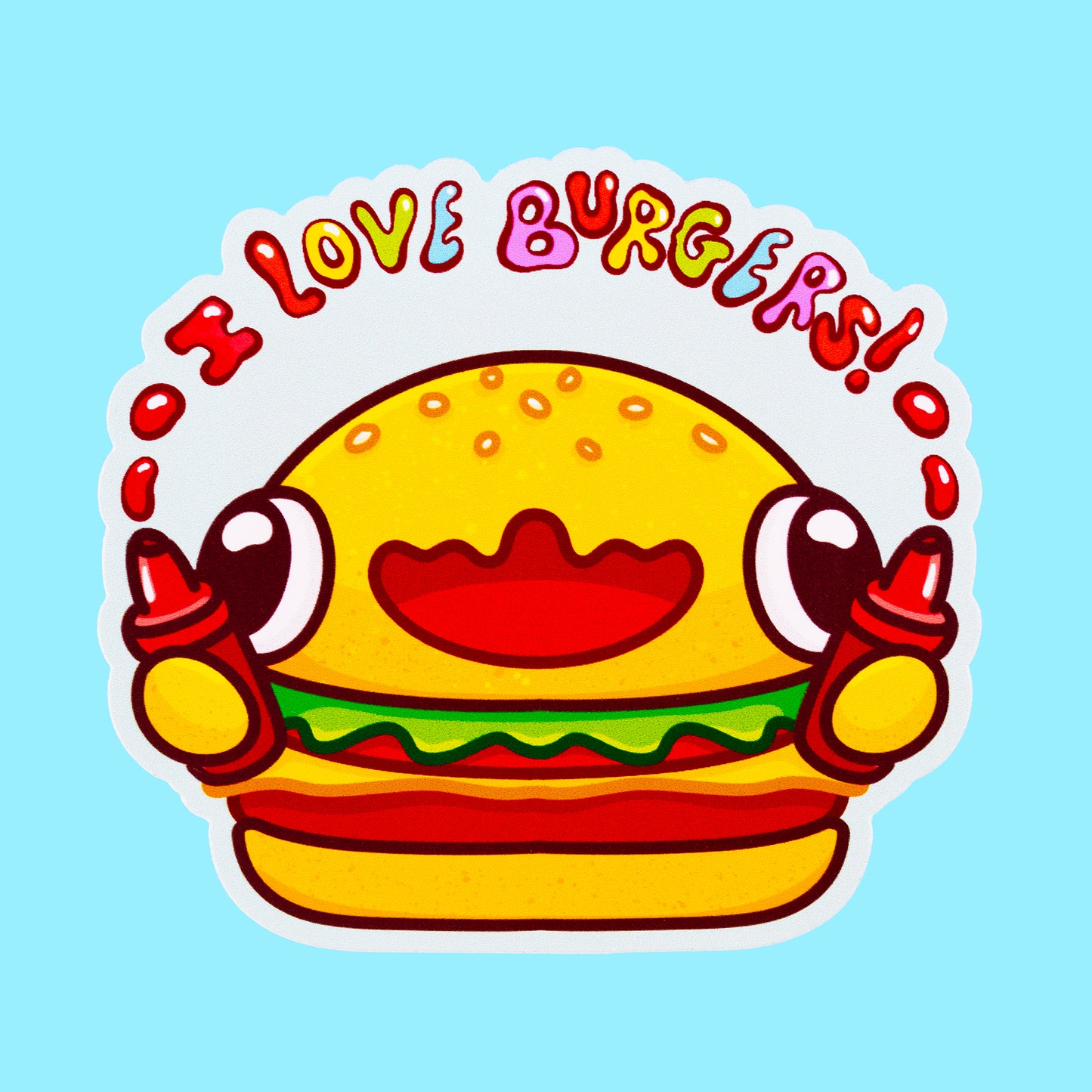 Burger sticker on blue background