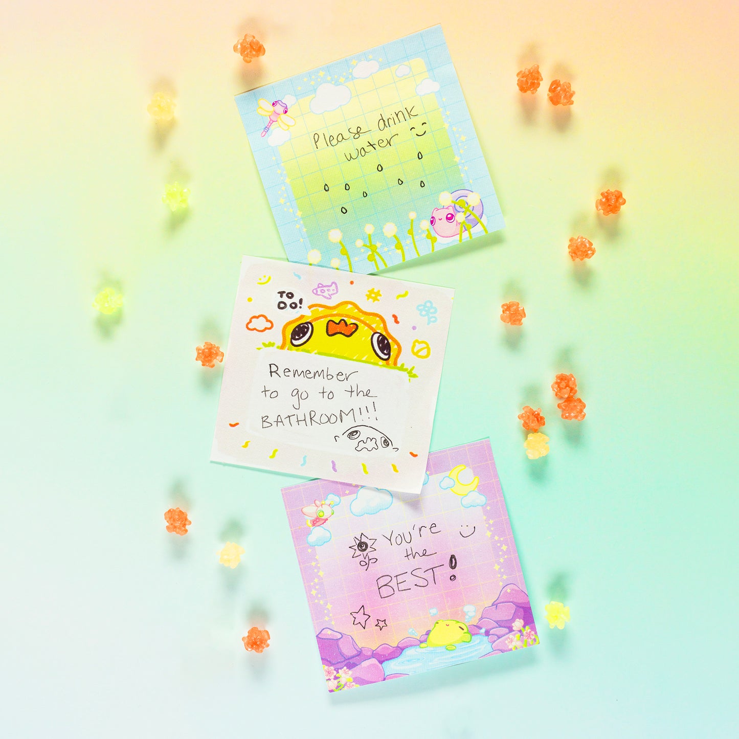 All of Stuffy Puffs kawaii stationery with writing on it