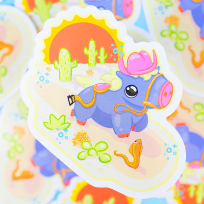 Kawaii sticker with drawing of an anime horse